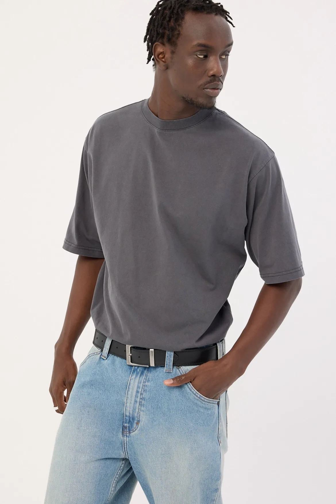 Organic Boxy Tee Washed Black