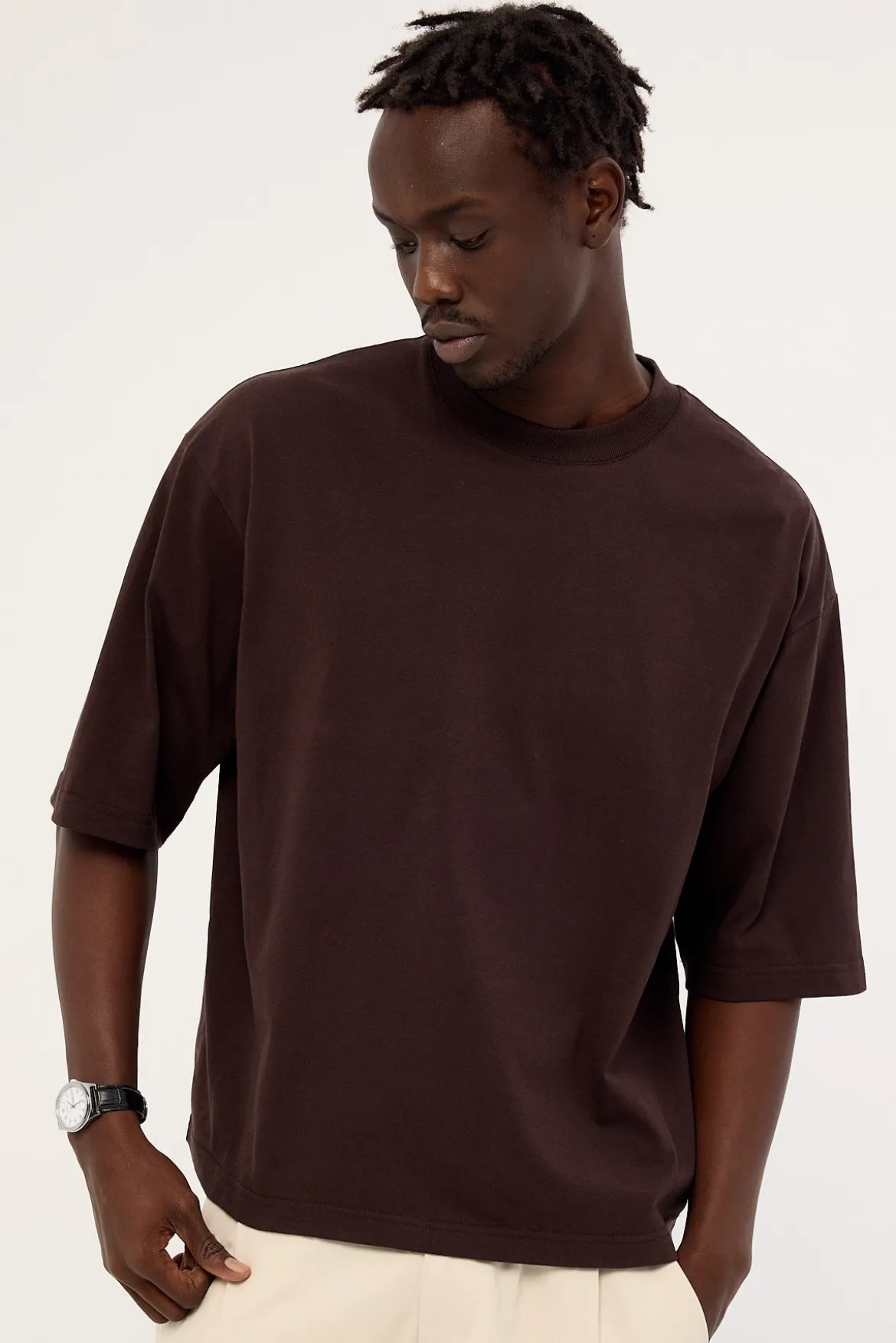 Organic Cropped Street Tee Coffee Brown