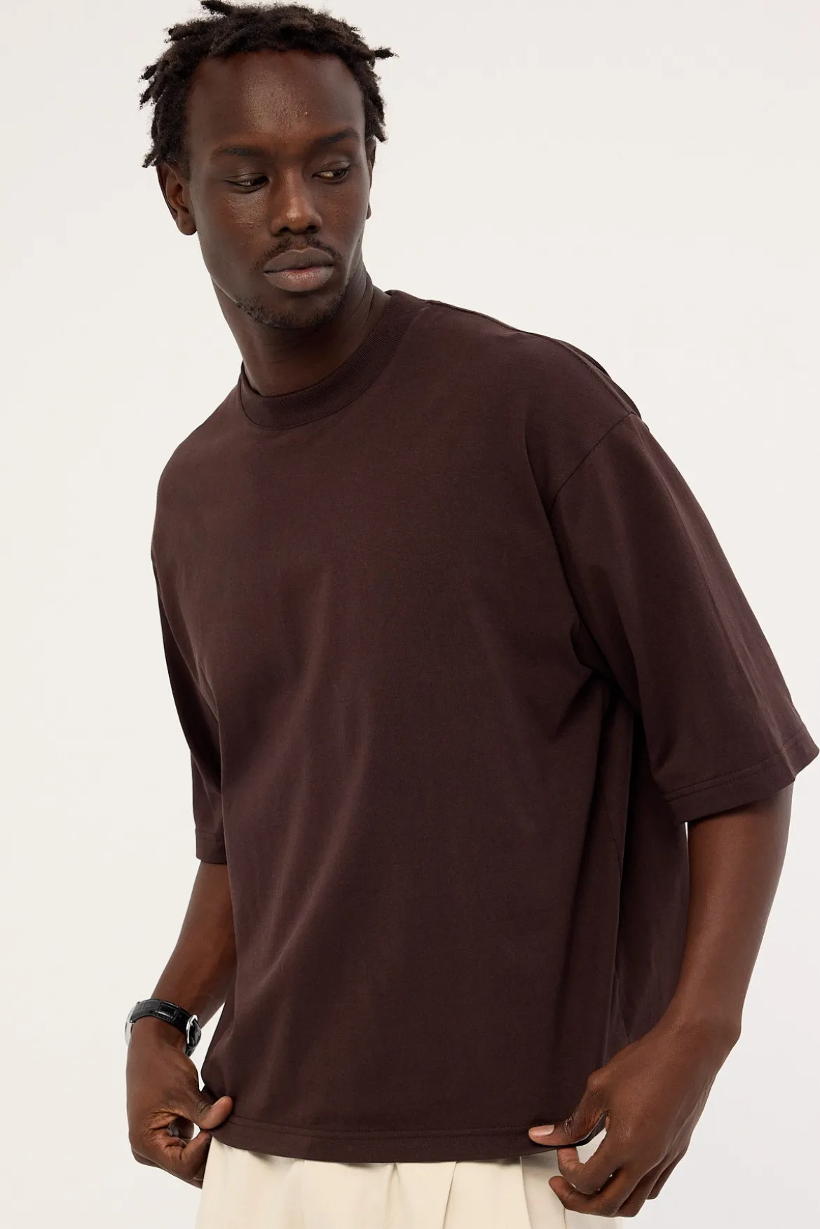 Organic Cropped Street Tee Coffee Brown