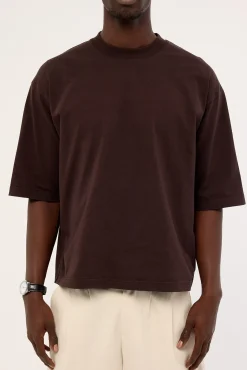 Organic Cropped Street Tee Coffee Brown