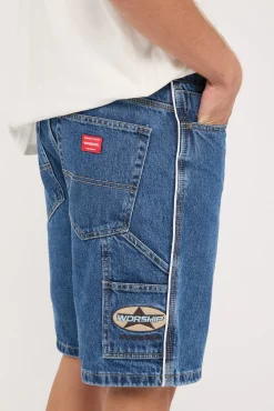Orion Carpenter Jean Short Worn Blue Rinse
