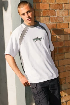 Orion Oversize Raglan Tee White/Steel Grey