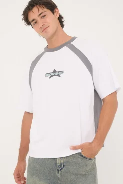 Orion Oversize Raglan Tee White/Steel Grey