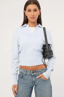 Oscar Collar Knit Jumper Blue