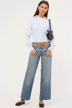 Oscar Collar Knit Jumper Blue