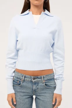 Oscar Collar Knit Jumper Blue