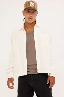 Otis Cropped Cord Overshirt Off White
