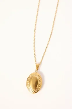 Oval Locket Necklace Gold