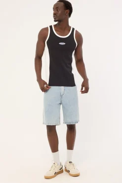 Oval Panel Singlet Washed Black