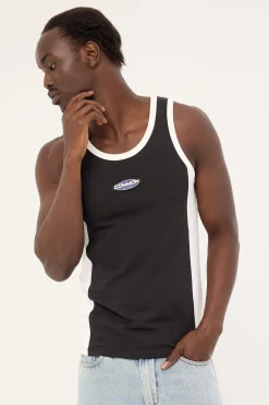 Oval Panel Singlet Washed Black