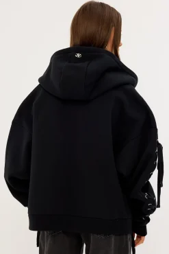 Oversized Zip-Thru Lace Up Black