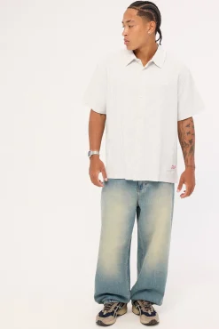 Oxford Script SS Shirt White Stripe