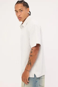Oxford Script SS Shirt White Stripe