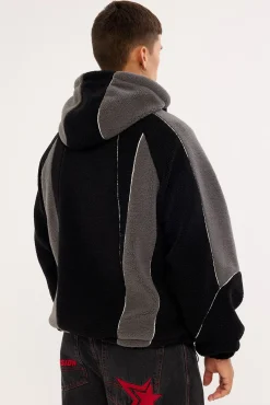 Ozone Hooded Sherpa Jacket Black/Grey