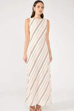 Palermo Boat Neck Stripe Maxi Dress Multi Stripe
