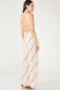 Palermo Boat Neck Stripe Maxi Dress Multi Stripe