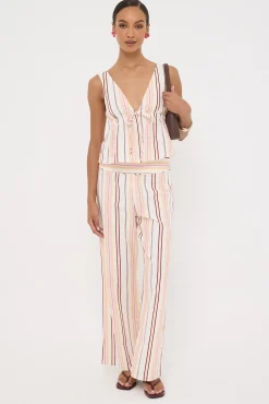 Palermo Tie Up Stripe Top Multi Stripe