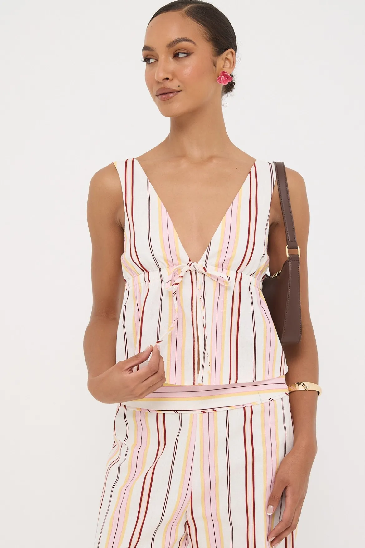 Palermo Tie Up Stripe Top Multi Stripe