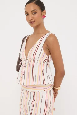 Palermo Tie Up Stripe Top Multi Stripe