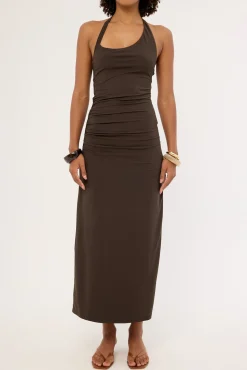 Palma Halter Midi Dress Brown