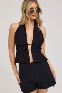 Paloma Linen Short Black
