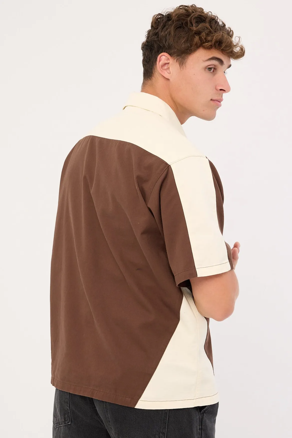 Panorama Short Sleeve Work Shirt Dark Choc Brown
