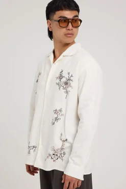 Paradise Embroidered Long Sleeve Shirt Natural