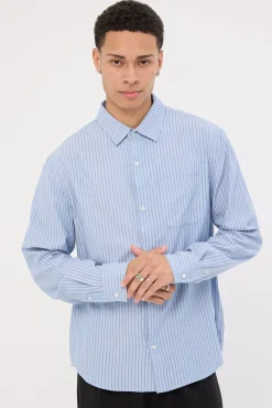 Patch Stripe LS Shirt Blue