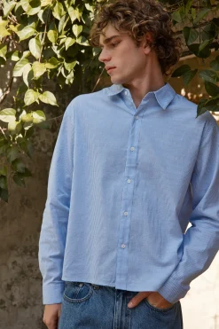 Pathfinder Boxy Long Sleeve Shirt Blue/White Stripe