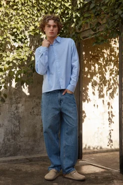 Pathfinder Boxy Long Sleeve Shirt Blue/White Stripe