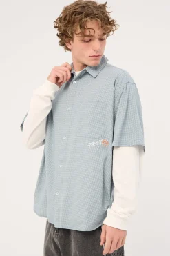 Pay N Spray Short Sleeve Check Shirt China Blue