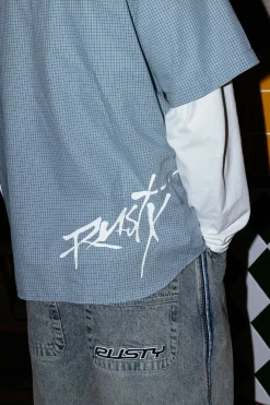 Pay N Spray Short Sleeve Check Shirt China Blue
