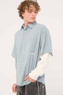 Pay N Spray Short Sleeve Check Shirt China Blue