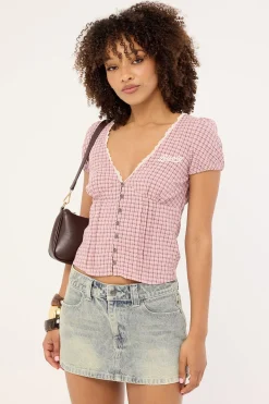 Peggy Sue Button Down Blouse Pink A Boo