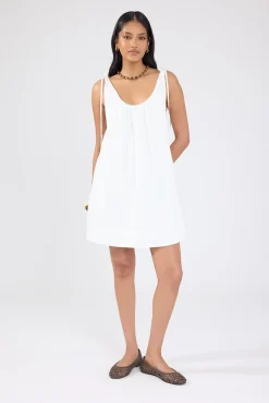 Penelope Tie Shoulder Mini Dress Off White