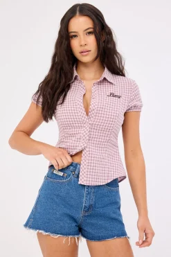Penny Kick Flare Denim Shorts Middy Blue