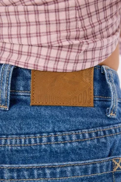 Penny Kick Flare Denim Shorts Middy Blue