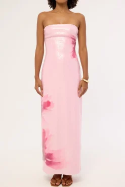 Peony Sequin Maxi Dress Pink Print