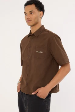 Percival Boxy Cropped Shirt Washed Brown