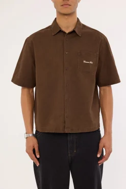 Percival Boxy Cropped Shirt Washed Brown