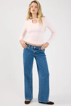 Perla Keyhole Long Sleeve Top Pink