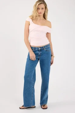 Perla One Shoulder Draped Top Pink