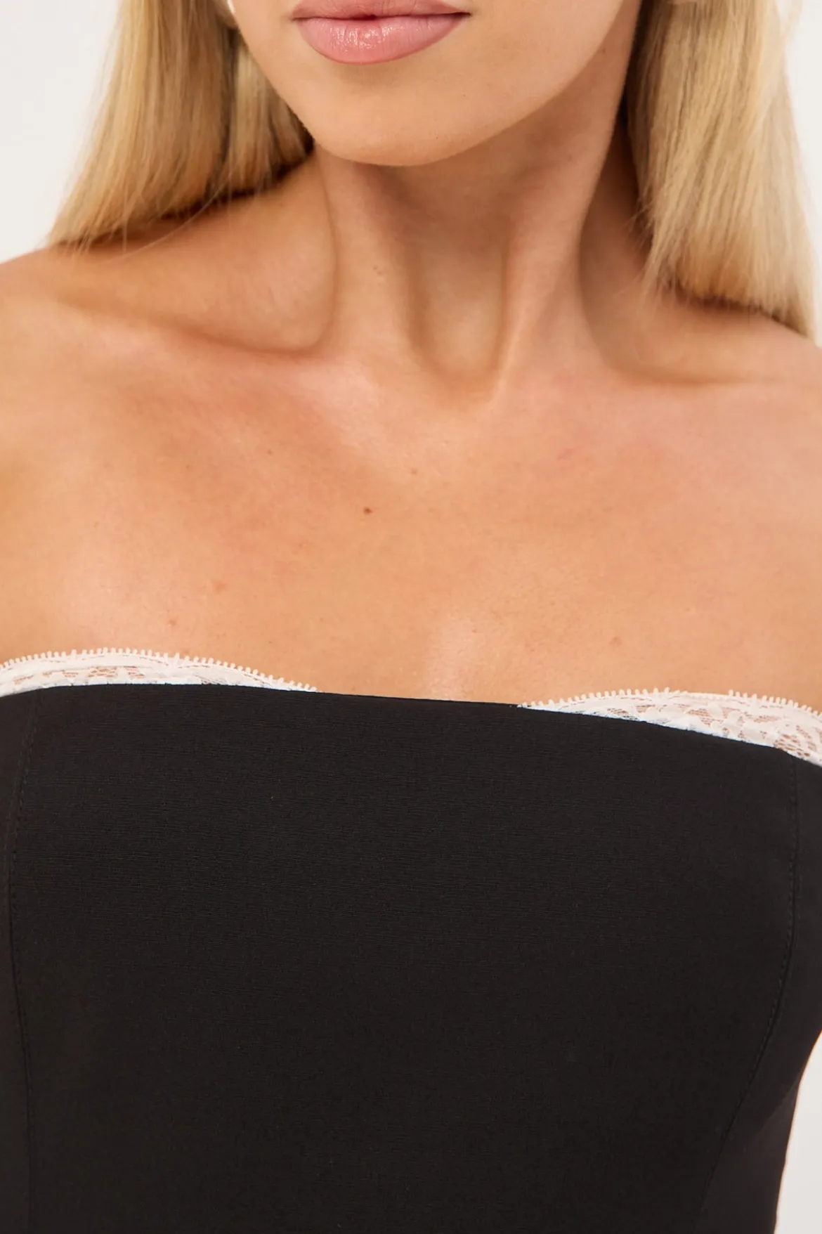 Perri Lace Strapless Dress Black