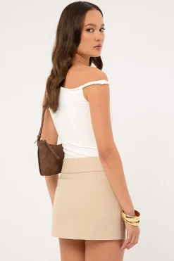 Perri Mid Rise Skort Beige