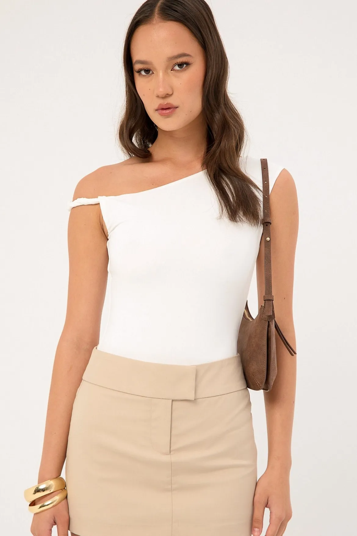 Perri Mid Rise Skort Beige