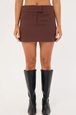 Perri Mid Rise Skort Brown