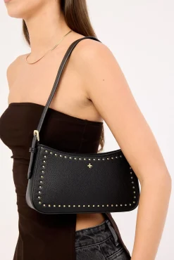 Peta + Jain Lilu Black PU/Gold Mini Stud