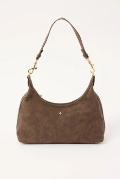 Peta + Jain Peach Shoulder Bag Choc Suede PU