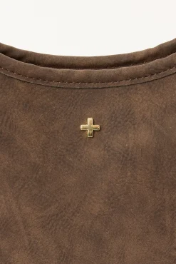 Peta + Jain Peach Shoulder Bag Choc Suede PU