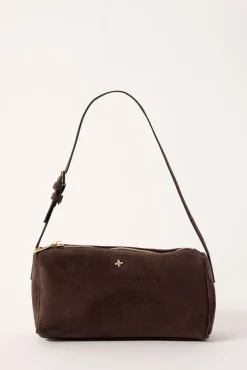 Peta + Jain Punchy Suede Mini Cylinder Bag Choc Suede